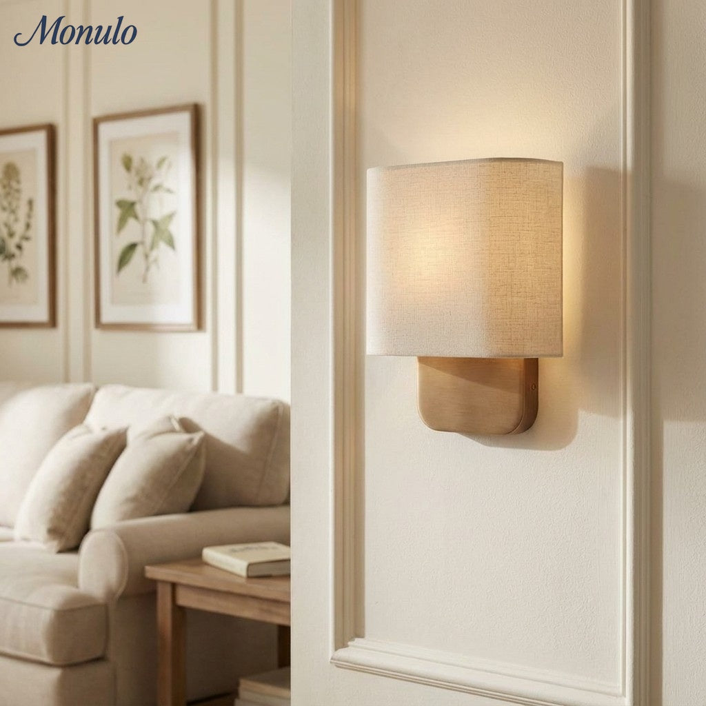 Nolvara Aleena Soft Fabric Luxe Metal Fabric Wall Sconce for Bedroom Reading Light