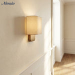 Load image into Gallery viewer, Nolvara Aleena Soft Fabric Luxe Metal Fabric Wall Sconce for Bedroom Reading Light