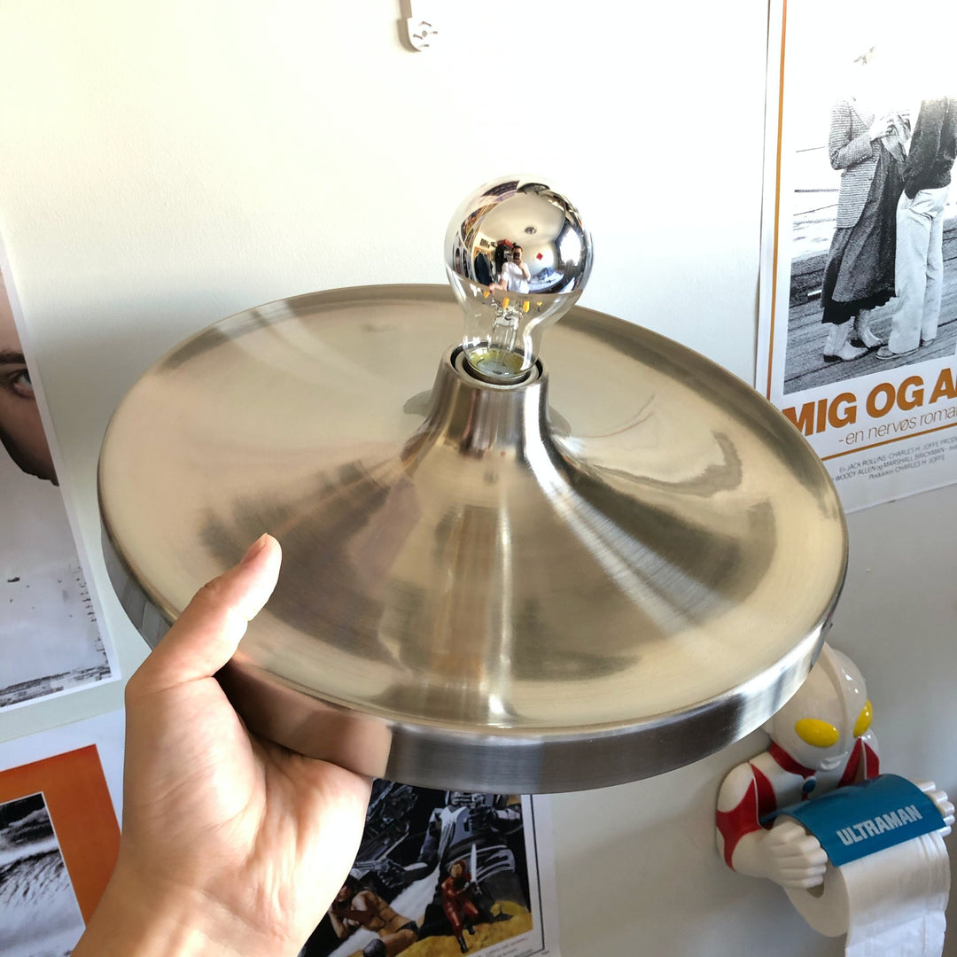 Plafonnier contemporain Space Age Disc, finition chromée