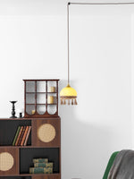 Charger l'image dans la visionneuse de galerie, Tasseled Brass Glass Swag Pendant Light