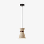 Bild in Gallery-Viewer laden, Single travertine stone pendant light with solid wood band