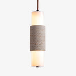 Cargar imagen en el visor de la Galería, Yellow travertine cylinder pendant lamp with warm frosted diffuser