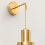 Bild in Gallery-Viewer laden, Chain suspended brass wall sconce with round wall base