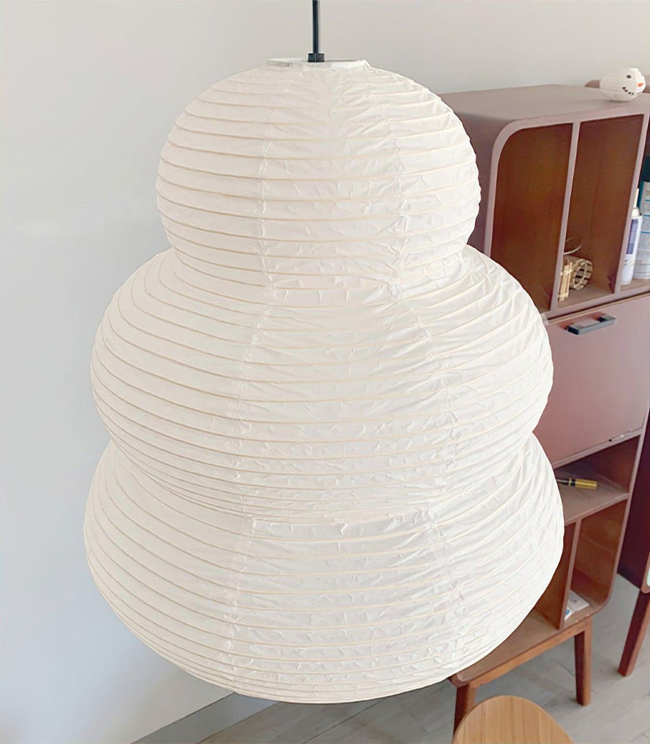 Beige Mulberry Paper Swag Pendant Light
