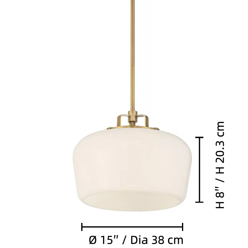 Lámpara colgante de cristal opalino Lirra: moderna lámpara minimalista de metal para cocina y comedor.