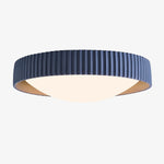 Cargar imagen en el visor de la Galería, Blue ribbed flush mount ceiling light on white background