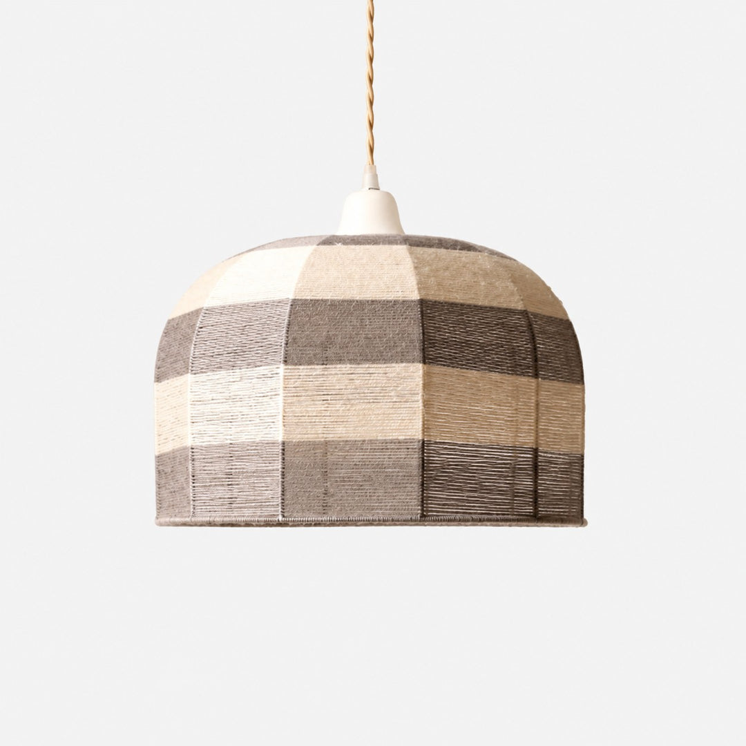 Patchwork cotton thread dome pendant light with white ceiling cup