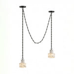 Charger l'image dans la visionneuse de galerie, Black Metal Alabaster Frosted Shade Hardwired Chandelier
