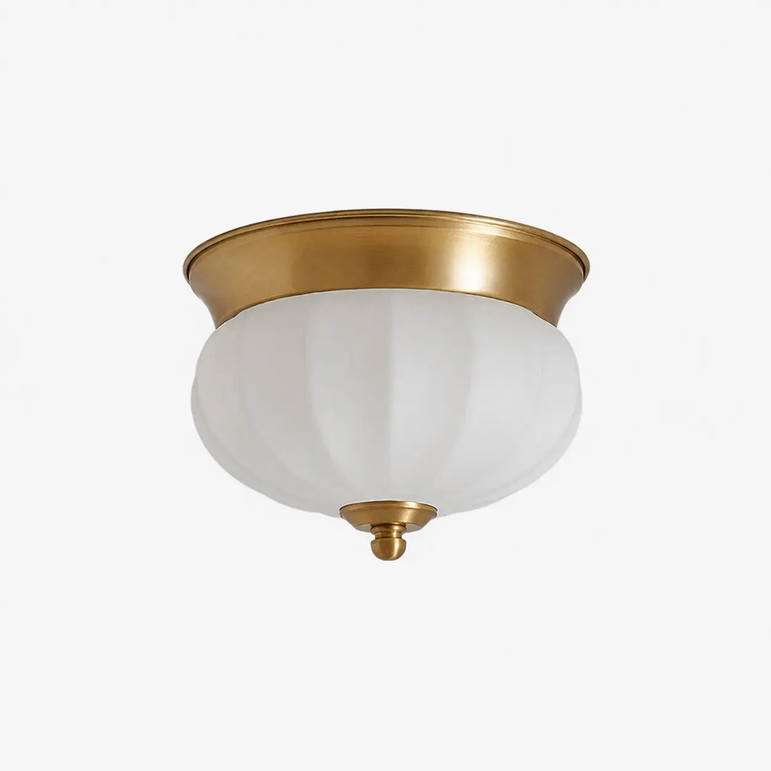 Brass and opal glass integrated LED flush mount ceiling light