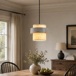 Bild in Gallery-Viewer laden, Style C gray travertine stone pendant in a dining room
