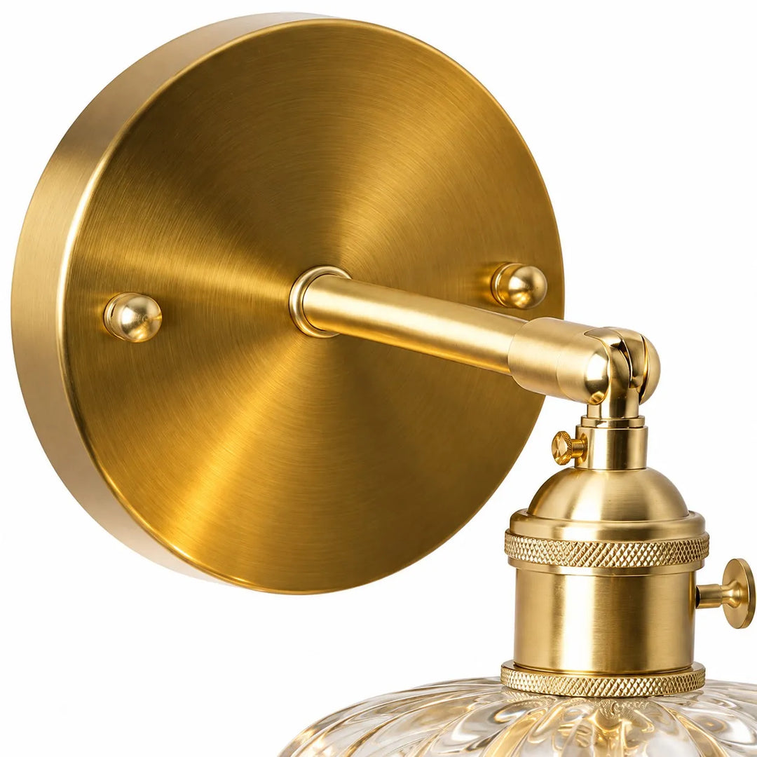 Vintage Brass Puff-Skirt Glass Wall Lamp