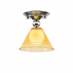 Cargar imagen en el visor de la Galería, Light Yellow Glass Pendant Light With Chrome Canopy