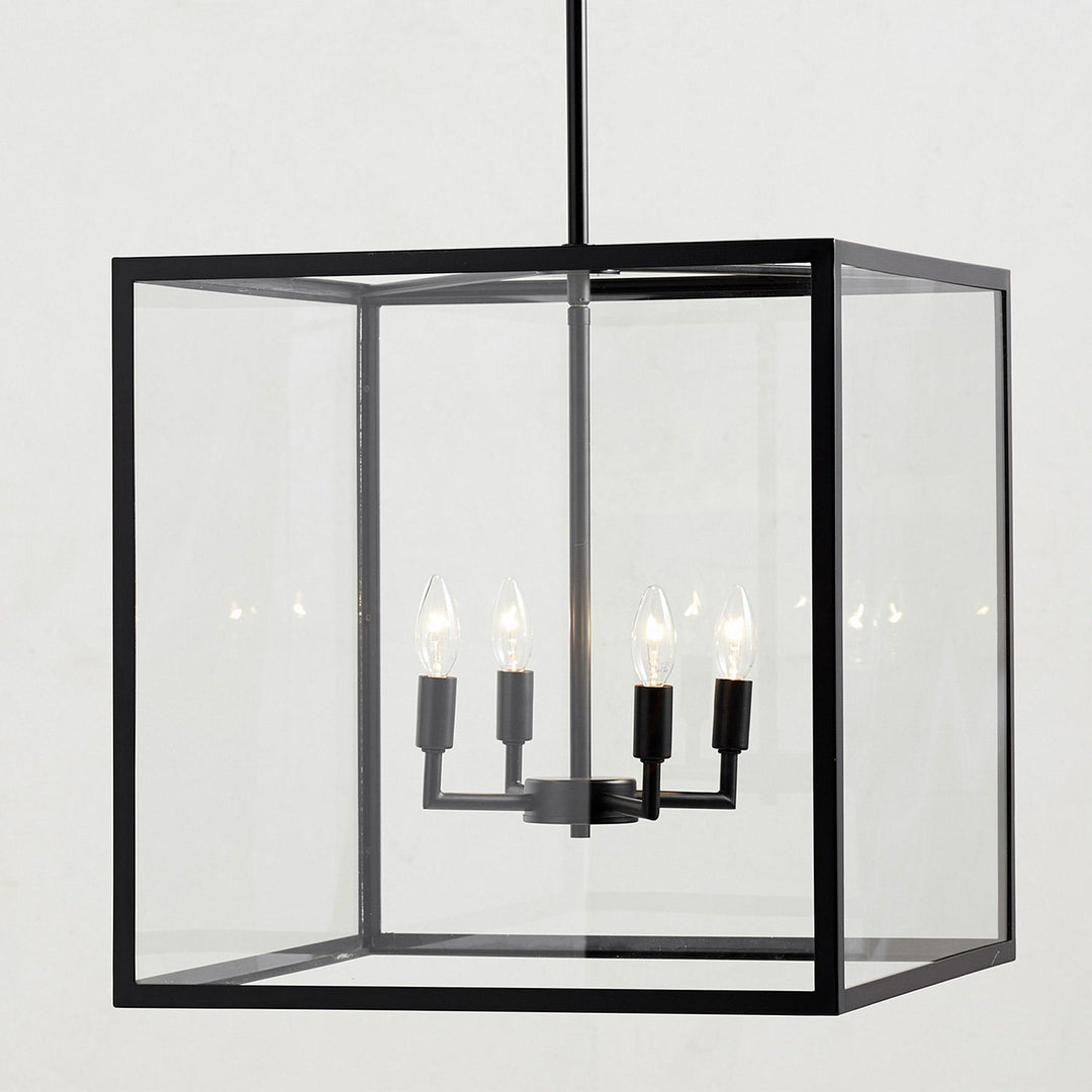 Lámpara colgante de exterior de vidrio Ferrix - Iluminación industrial para porches delanteros
