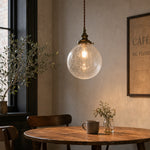 Load image into Gallery viewer, Crackled Glass Globe Brass Pendant Light