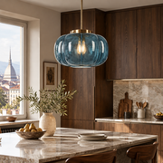 Ribbed Glass Dome Pendant with one light and ribbed texture - New2609-1024641 interior scene