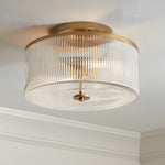 Charger l&#39;image dans la visionneuse de galerie, Plafonnier tambour en verre rayé - Luminaire de style campagnard
