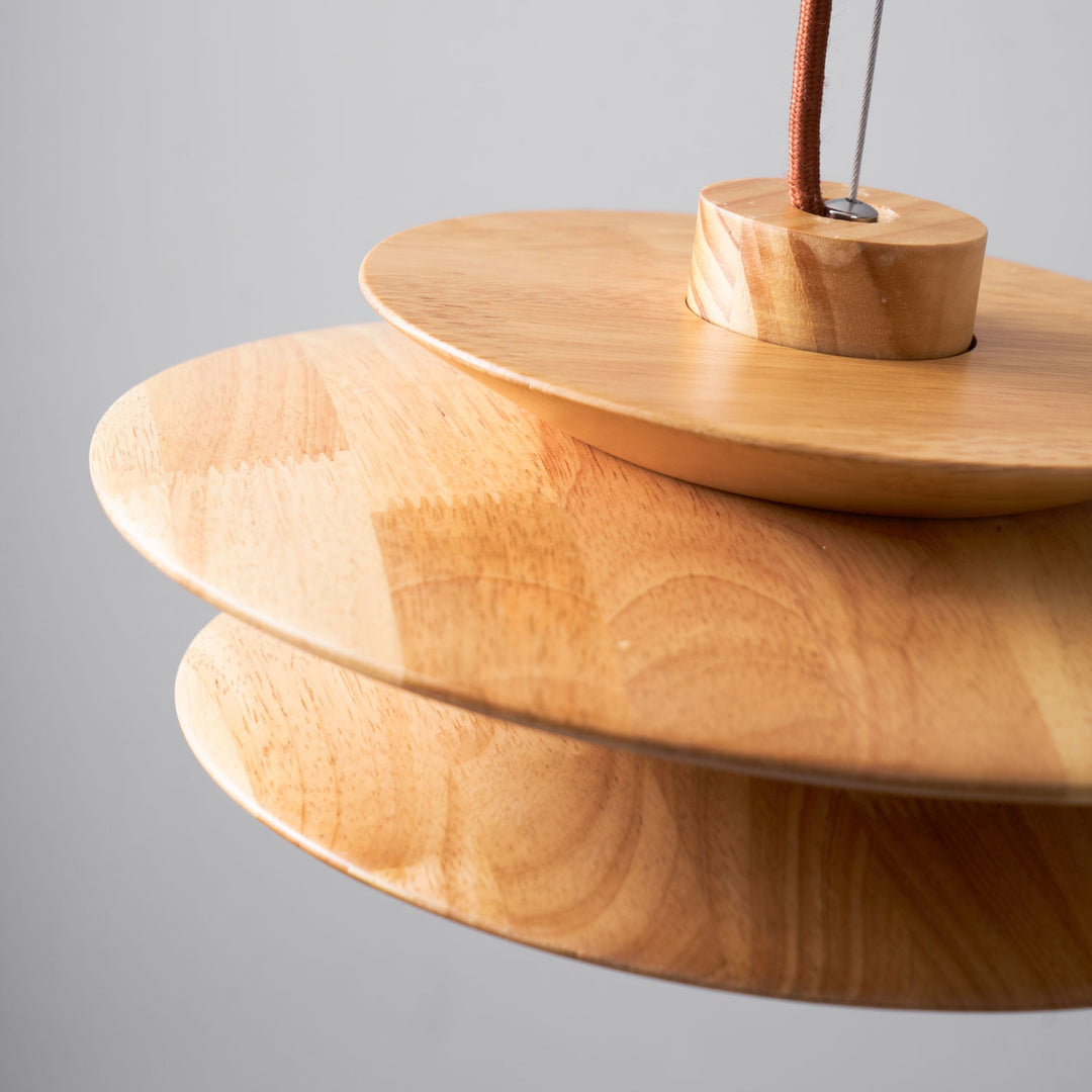 Layered Wood Plug-In Swag Pendant