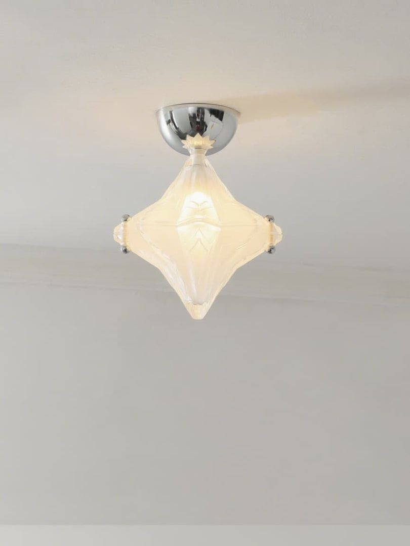 Plafonnier Art Déco Étoile – Luminaire en verre dépoli pour couloir et entrée – Astris Ceres 