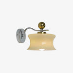 Charger l'image dans la visionneuse de galerie, Cream glass wall lamp with chrome arm and brass accent