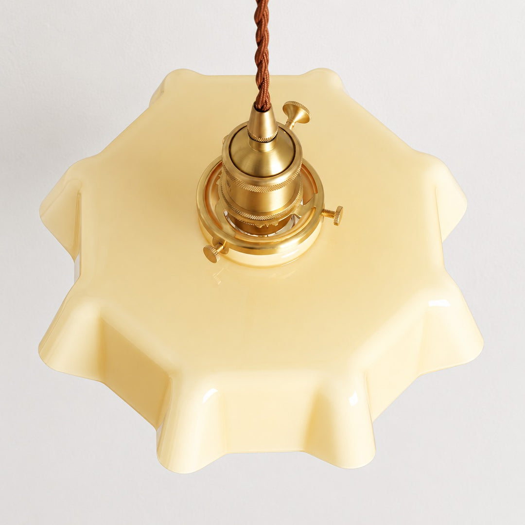 Pleated Glass Antique Brass Plug-In Swag Pendant