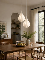 Bild in Gallery-Viewer laden, White Spiraling Polymer Teardrop Pendant Light