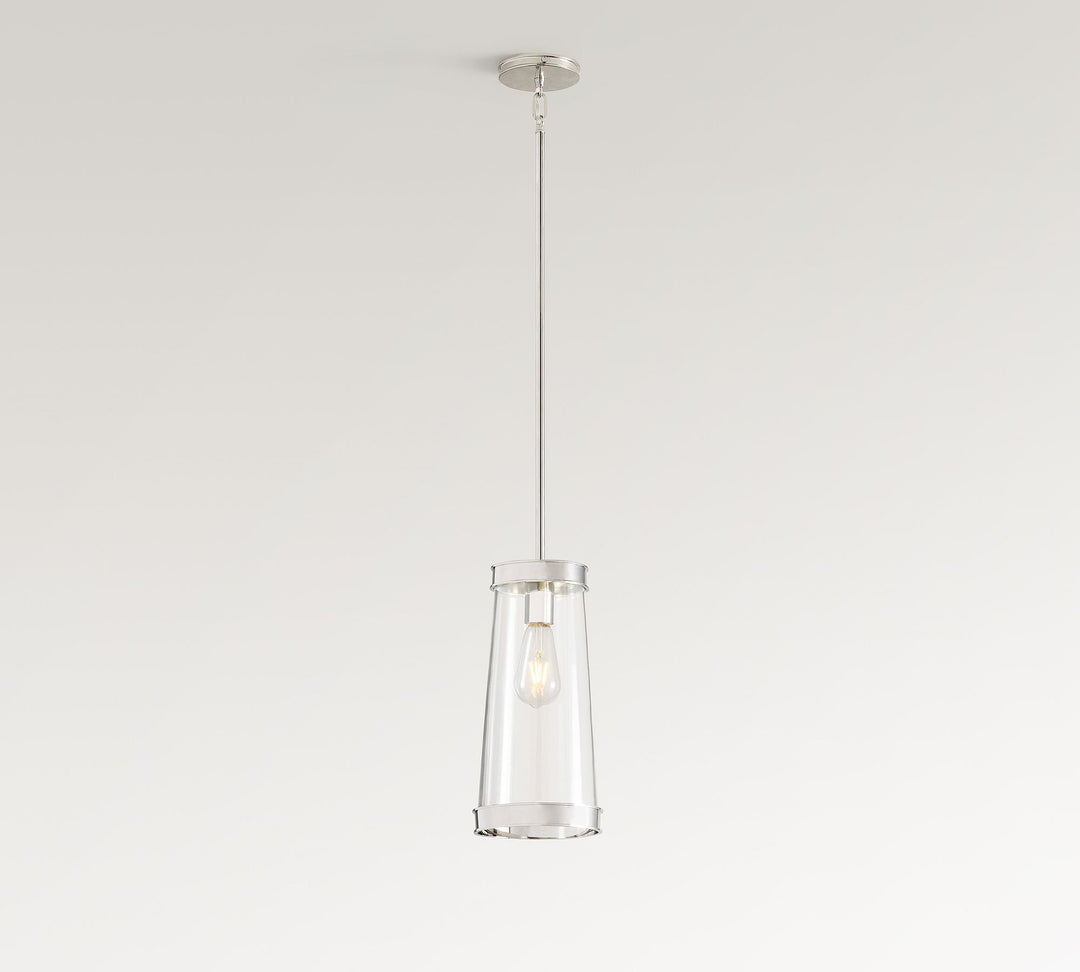 Lámpara colgante Driscoll de vidrio en forma de tambor: lámpara colgante contemporánea de latón