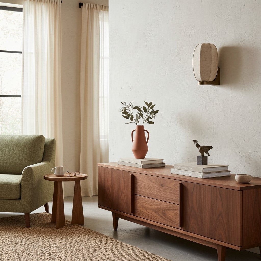 Loomis Moderne Art Deco Wandleuchte mit strukturiertem Stoffschirm für Schlafzimmer und Eingangsbereich