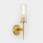 Load image into Gallery viewer, Single-head brass wall lamp with ribbed glass shade