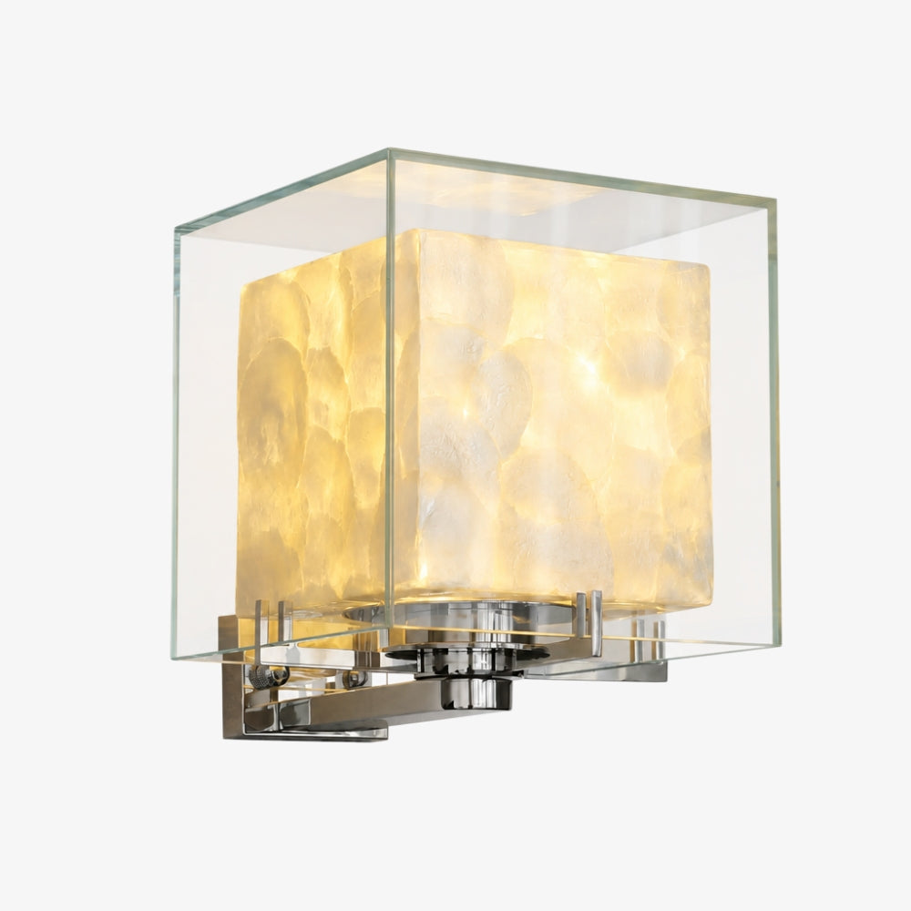 Beamira Mica Square Wall Lamp - Glass Shade Shell Decorative Wall Light for Hallway