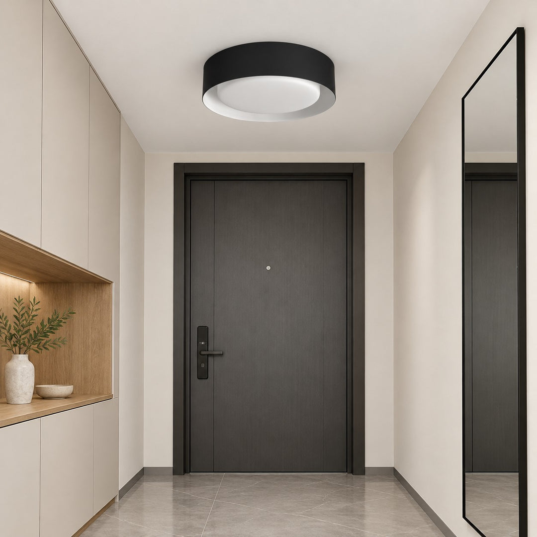Close Ceiling Diffused Shade Metal Canopy Semi-Flush Mount