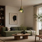Load image into Gallery viewer, Vintage Ribbed Glass and Brass Mini Pendant Light