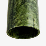 Load image into Gallery viewer, Close view of the polished green jade cylinder shade texture and lower rim