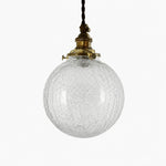 Load image into Gallery viewer, Style A brass pendant light with round clear crackle glass shade