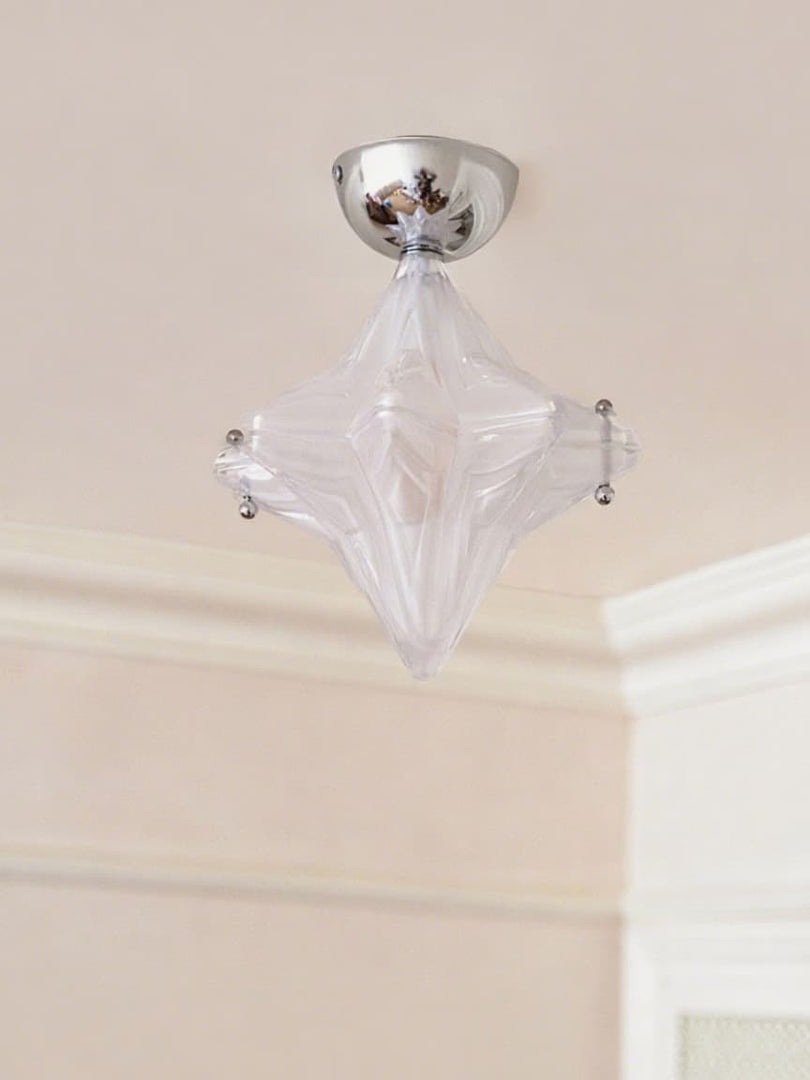 Plafonnier Art Déco Étoile – Luminaire en verre dépoli pour couloir et entrée – Astris Ceres 