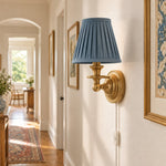 Bild in Gallery-Viewer laden, Rowan No-Wire Pleated Drum Shade Wall Sconce – Plug-In Fabric Wall Light
