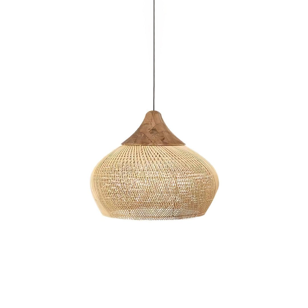Woven Rattan Wood Plug-In Pendant Light