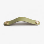 Load image into Gallery viewer, Cowhide leather and brass cabinet pull handle color and size option