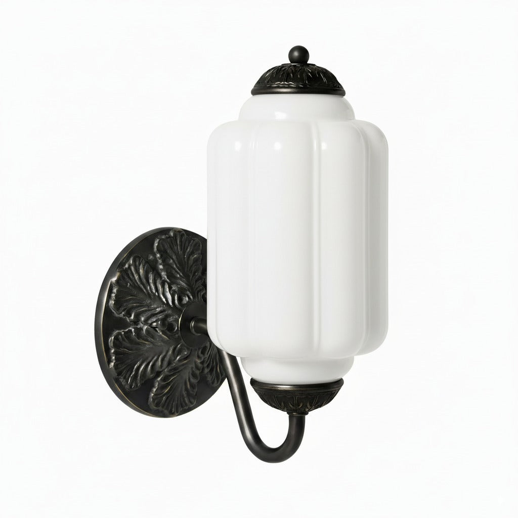 Eloise Vintage Scalloped Milk Glass Wall Sconce - Modern Accent Lighting for Bathroom and Bedroom