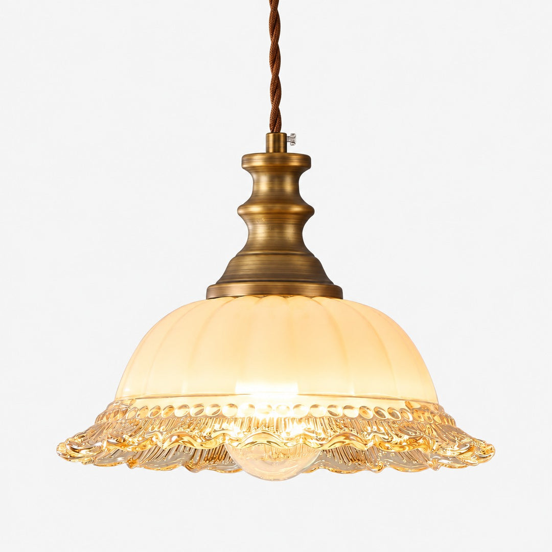 Vintage Fluted Glass Pendant Light for Kitchen & Dining