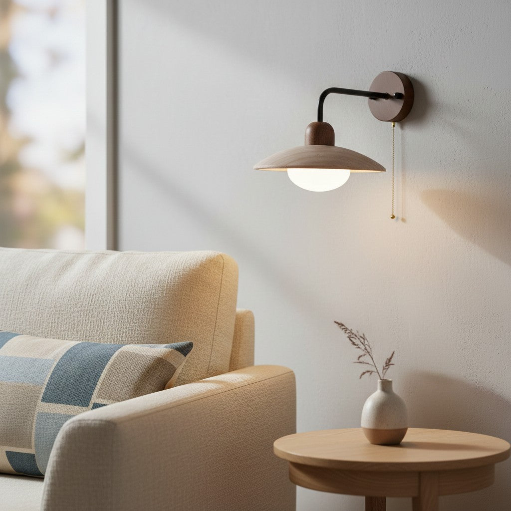 Discra Minimalistische Skulpturale Runde Wandleuchte — Natürlicher Stil Wandlampe für Flur und Schlafzimmer U18