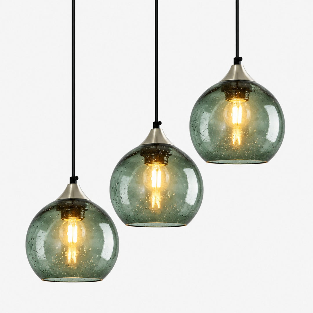 Bubble Glass Globe 3 - Light Single Pendant Light With Adjustable Cord