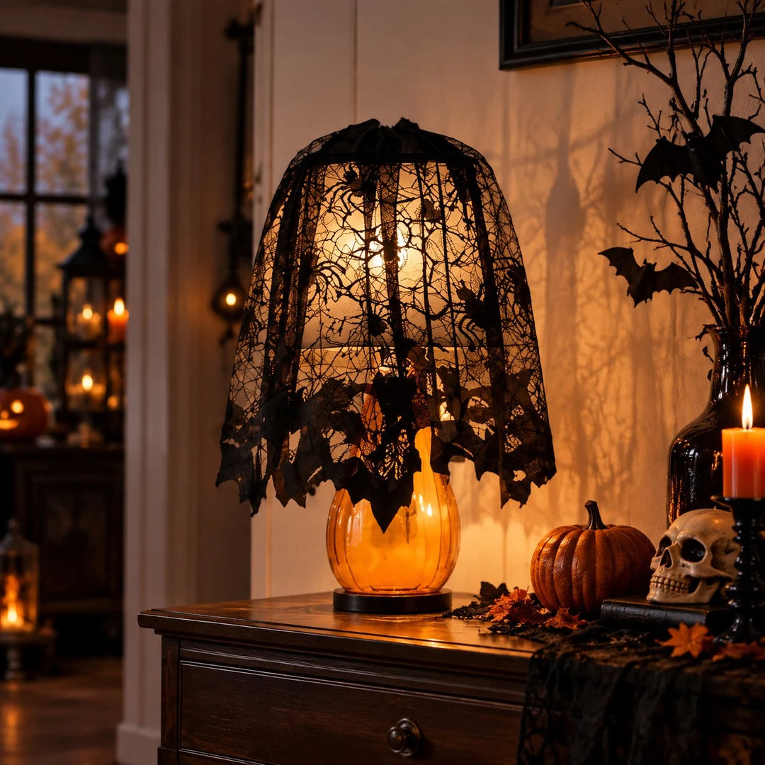 Halloween lampshade cover detail and styling