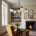 Load image into Gallery viewer, Glorica Glass Frosted Glass Globe Chandelier - Brass Modern Lighting for Living Room
