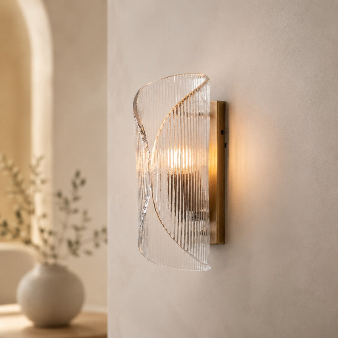 Vintage Ripple Glass Wall Sconce
