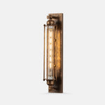 Load image into Gallery viewer, Antique brass industrial tube glass wall sconce