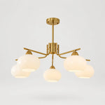Bild in Gallery-Viewer laden, Iron gold five-light milk glass chandelier
