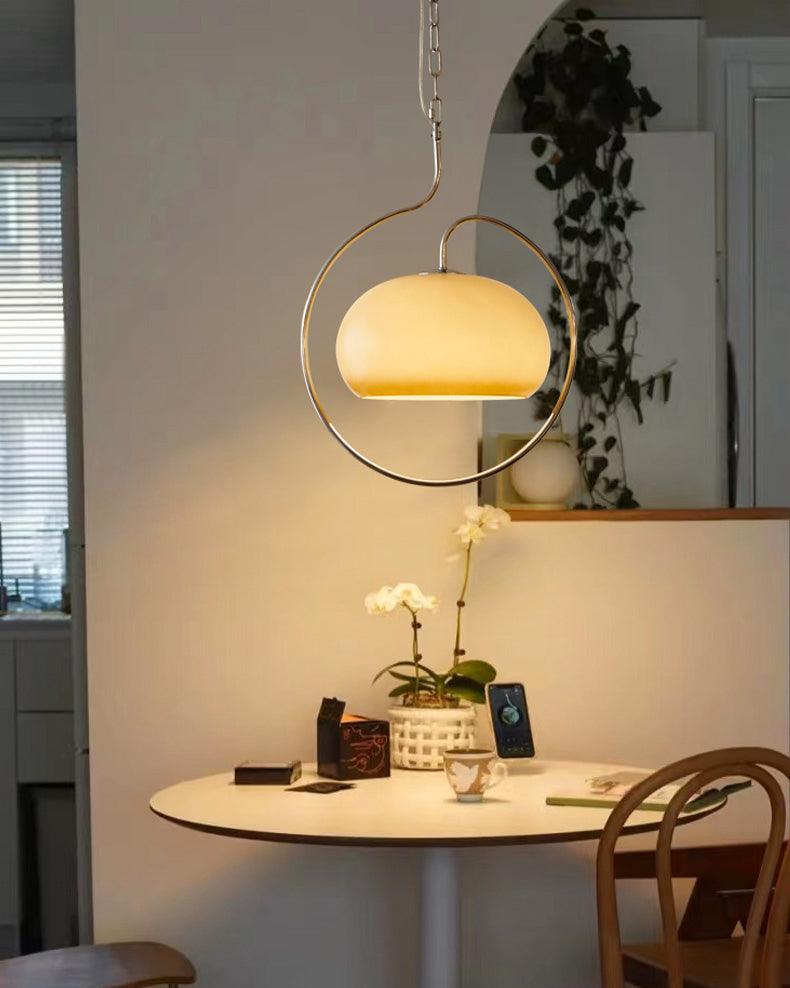 Rounded Glass Chrome Swag Pendant Light