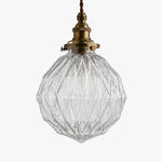 Load image into Gallery viewer, Style C brass pendant light with faceted clear glass shade