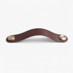 Load image into Gallery viewer, Cowhide leather and brass cabinet pull handle color and size option