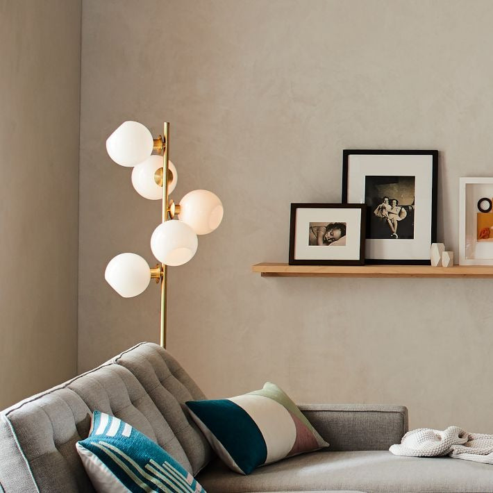 Brina Multi-Light Glass Floor Lamp - Brass and Milk Glass Lighting